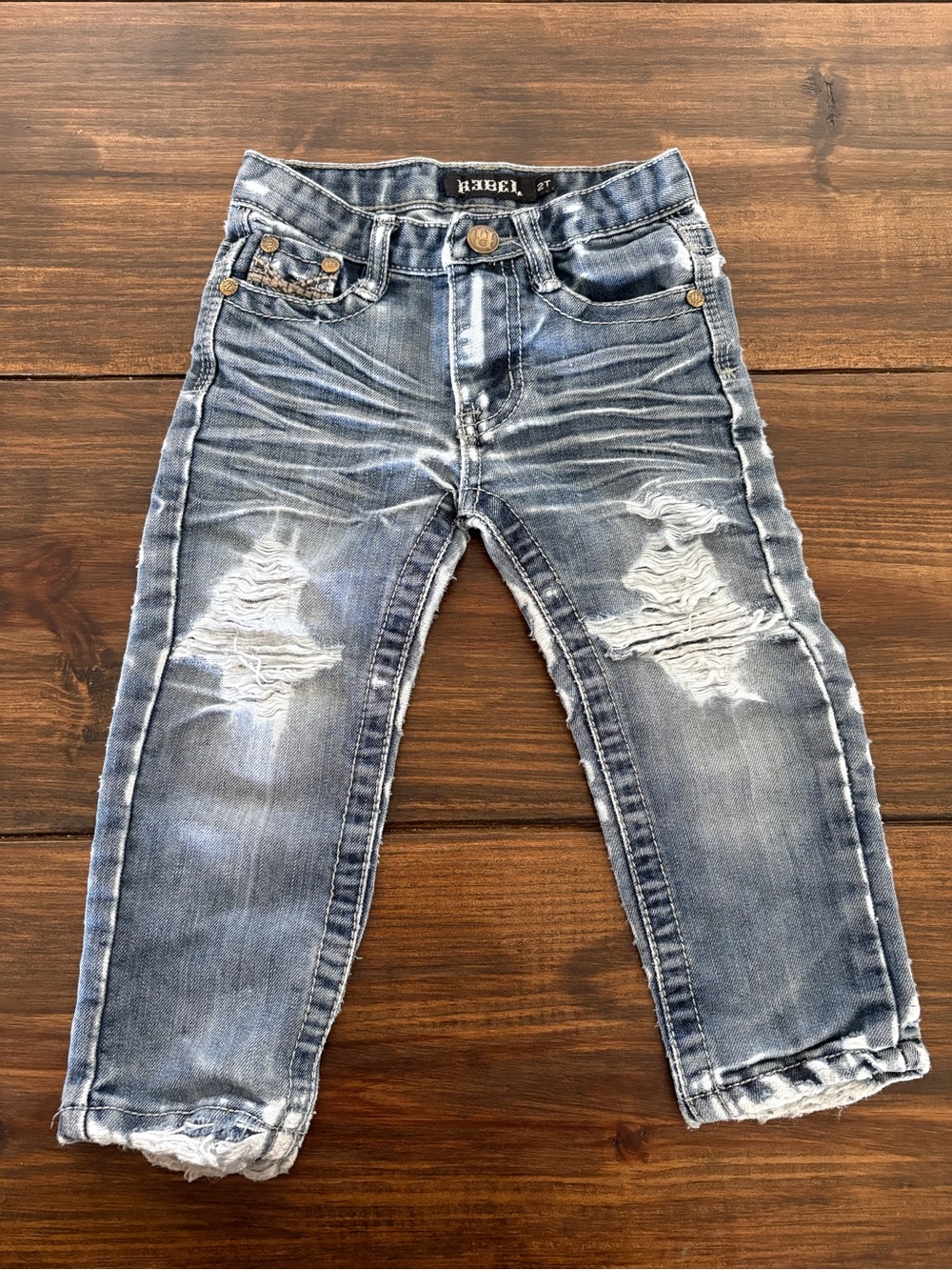 rebels Distressed Light Blue Denim Jeans for Kids